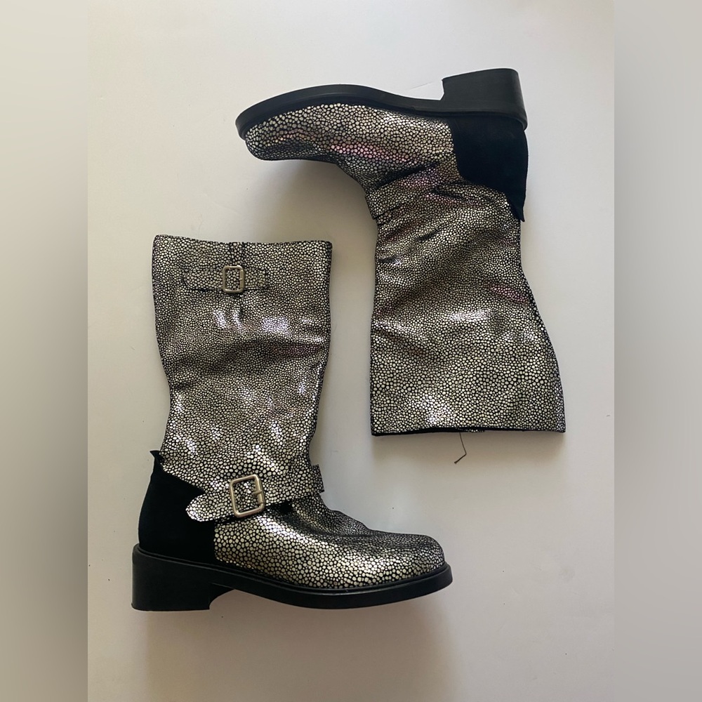 Pianura Studio black silver boots size 40 size 9 9.5 Made in Spain